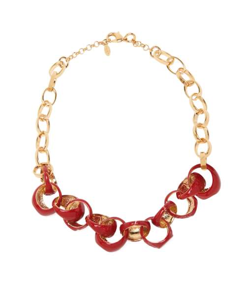 ENAMELLED CHEVALIER CHAIN NECKLACE RUBY RED