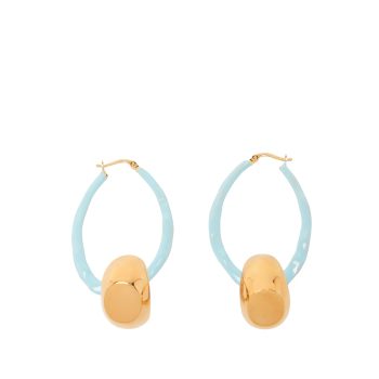 ENAMELLED OVAL EARRINGS LIGHT BLUE