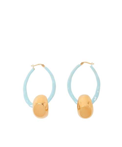 ENAMELLED OVAL EARRINGS LIGHT BLUE