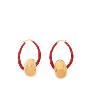 ORECCHINI OVALI SMALTATI RUBY RED