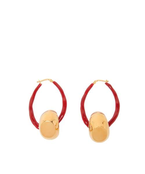 ENAMELLED OVAL EARRINGS RUBY RED