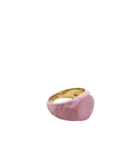 FLOWERED ENAMELLED CHEVALIER RING ICY PINK