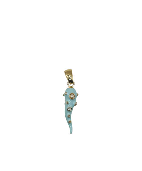 CHARM CORNO SMALTATO PICCOLO LIGHT BLUE