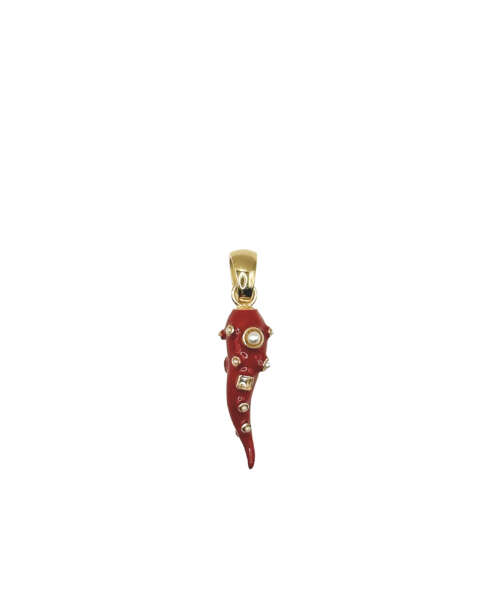 CHARM CORNO SMALTATO PICCOLO RUBY RED