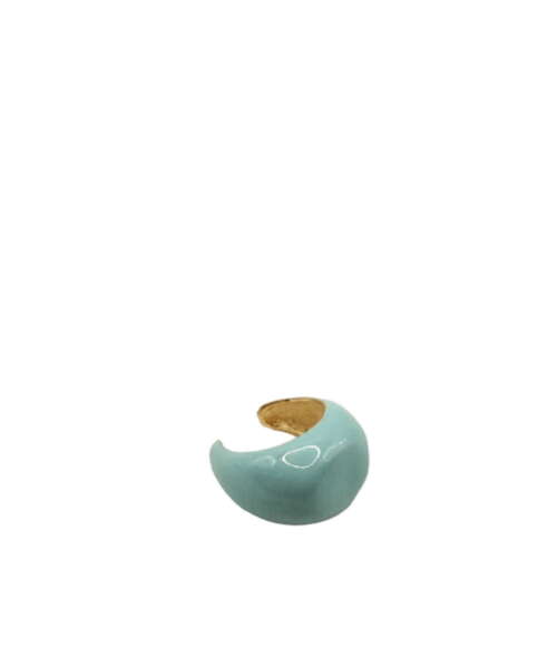ENAMELLED CHEVALIER EAR CUFF SMALL LIGHT BLUE