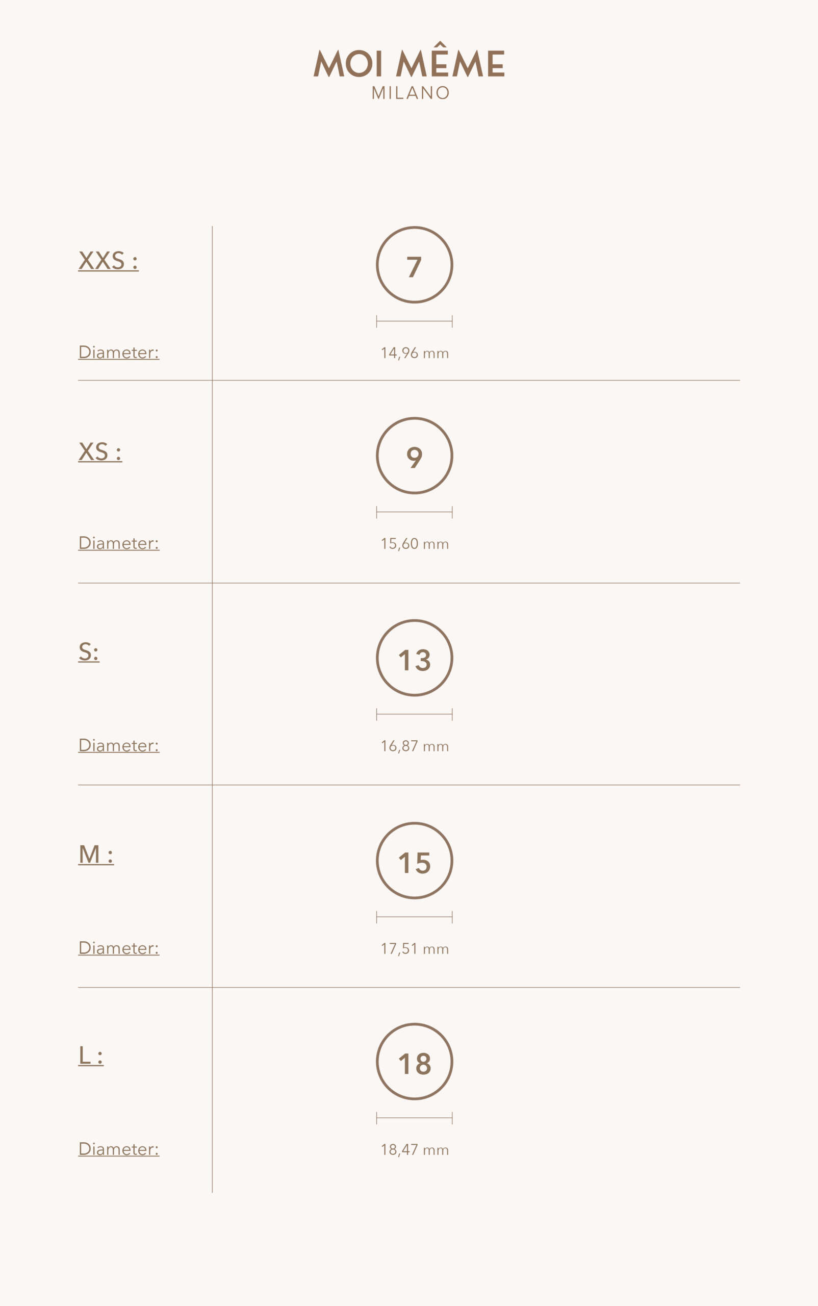 Size guide — Moi Même Milano